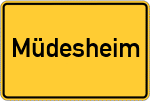 Place name sign Müdesheim, Unterfranken
