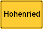 Place name sign Hohenried, Kreis Aichach