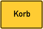 Place name sign Korb, Schwaben