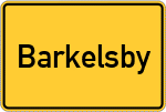Place name sign Barkelsby