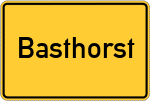 Place name sign Basthorst, Kreis Herzogtum Lauenburg