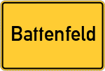 Place name sign Battenfeld, Kreis Frankenberg, Eder