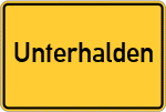 Place name sign Unterhalden, Kreis Kempten, Allgäu