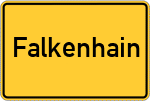 Place name sign Falkenhain, Niederlausitz