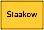 Place name sign Staakow, Niederlausitz