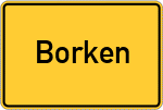 Place name sign Borken, Elster