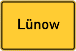 Place name sign Lünow