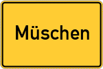 Place name sign Müschen, Niederlausitz