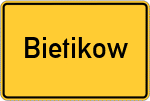 Place name sign Bietikow