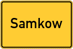 Place name sign Samkow