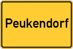 Place name sign Peukendorf