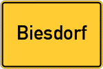 Place name sign Biesdorf, Eifel