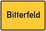 Place name sign Bitterfeld