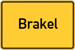 Place name sign Brakel, Westfalen