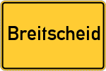 Place name sign Breitscheid, Hessen
