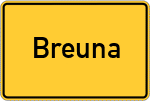 Place name sign Breuna