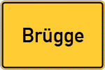 Place name sign Brügge, Holstein