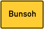 Place name sign Bunsoh, Dithmarschen