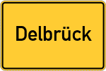 Place name sign Delbrück