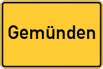 Place name sign Gemünden, Hunsrück