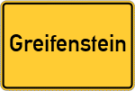 Place name sign Greifenstein, Hessen