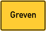Place name sign Greven, Westfalen
