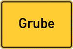 Place name sign Grube, Holstein