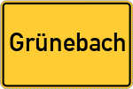Place name sign Grünebach