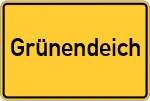 Place name sign Grünendeich, Niederelbe