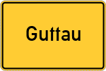 Place name sign Guttau, Sachsen