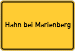 Place name sign Hahn bei Marienberg