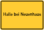 Place name sign Halle bei Neuenhaus, Dinkel