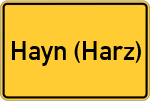 Place name sign Hayn (Harz)
