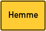 Place name sign Hemme, Holstein