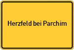 Place name sign Herzfeld bei Parchim