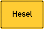 Place name sign Hesel, Ostfriesland