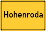 Place name sign Hohenroda, Hessen