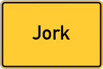 Place name sign Jork, Niederelbe