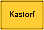 Place name sign Kastorf, Holstein