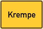 Place name sign Krempe, Holstein