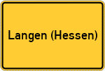 Place name sign Langen (Hessen)