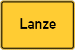 Place name sign Lanze, Kreis Herzogtum Lauenburg