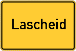Place name sign Lascheid, Eifel