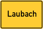 Place name sign Laubach, Hessen
