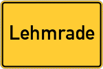 Place name sign Lehmrade, Holstein