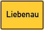 Place name sign Liebenau, Hessen