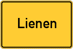 Place name sign Lienen, Westfalen