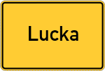 Place name sign Lucka, Thüringen