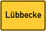 Place name sign Lübbecke, Westfalen