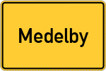 Place name sign Medelby